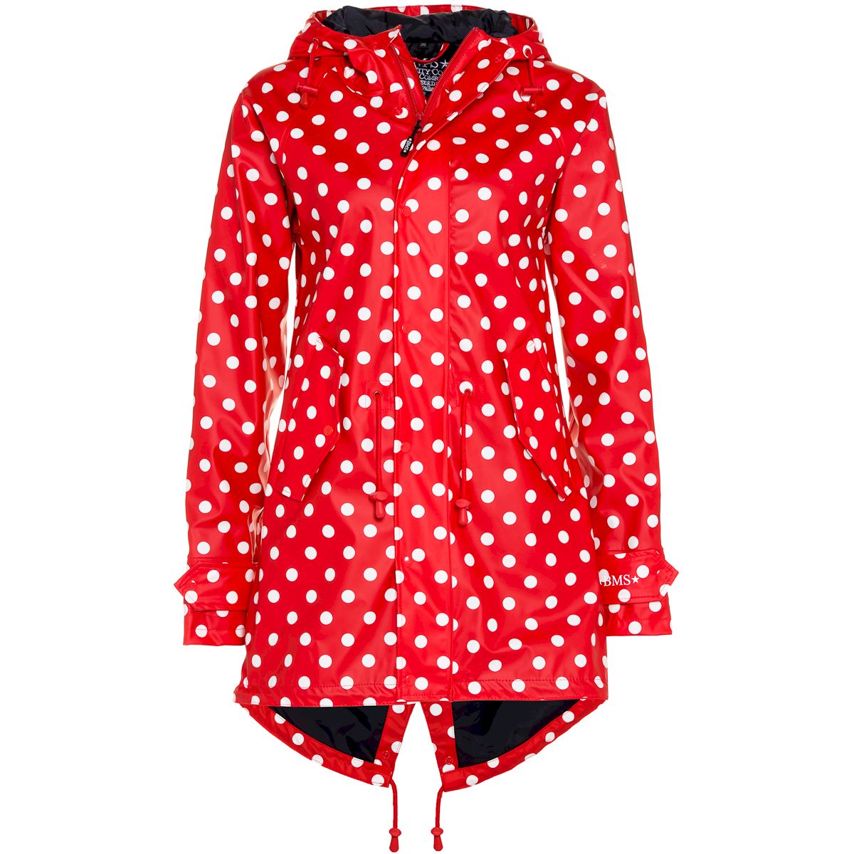 Damen Regenmantel 100% wasserdicht - rot mit weißen Polka Dots Damen Regenmantel 100% wasserdicht - rot mit weißen Polka Dots